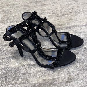Black Beaded Strappy Heels